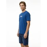 Mustang Bisiklet Yaka Baskılı İndigo T-Shirt, L, 5003336720, İndigo, Erkek