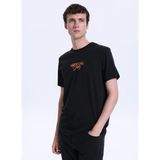Mustang Bisiklet Yaka Baskılı Siyah Erkek T-Shirt M6SM-TST1573 - 2XL