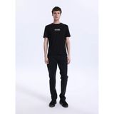 Mustang Bisiklet Yaka Baskılı Siyah Erkek T-Shirt M6SM-TST1598 - XL