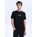 Mustang Bisiklet Yaka Baskılı Siyah Erkek T-Shirt M6SM-TST1598