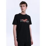 Mustang Bisiklet Yaka Baskılı Siyah Erkek T-Shirt M6SM-TST1605