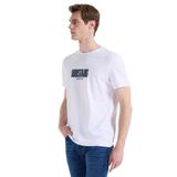 Mustang Bisiklet Yaka Baskılı T-Shirt, 2XL, 5003334371, Ekru, Erkek
