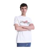 Mustang Bisiklet Yaka Baskılı T-Shirt, 2XL, 5003335495, Ekru, Erkek