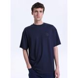 Mustang Bisiklet Yaka Baskılı T-Shirt, L, 5003335458, Lacivert, Erkek