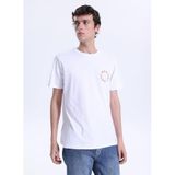 Mustang Bisiklet Yaka Baskılı T-Shirt, M, 5003334365, Ekru, Erkek