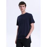 Mustang Bisiklet Yaka Baskılı T-Shirt, M, 5003335484, Lacivert, Erkek