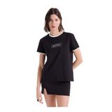 Mustang Bisiklet Yaka Baskılı T-Shirt, S, 5003336221, Siyah, Kadın
