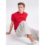 Mustang Bisiklet Yaka Baskılı T-Shirt, XL, 5003230505, Kırmızı, Erkek