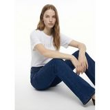 Mustang Bisiklet Yaka Baskılı T-Shirt, XS, 5003230233, Beyaz, Kadın