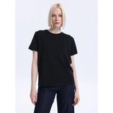 Mustang Bisiklet Yaka Düz Kadın T-Shirt M5Sl-Tst1858, Siyah, M