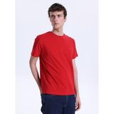 Mustang Bisiklet Yaka Düz T-Shirt, L, 5003335503, Kırmızı, Erkek