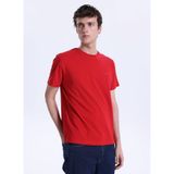 Mustang Bisiklet Yaka Düz T-Shirt, M, 5003335503, Kırmızı, Erkek