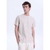 Mustang Bisiklet Yaka Düz T-Shirt, S, 5003335510, Taş, Erkek