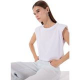 Mustang Bisiklet Yaka Düz T-Shirt, XL, 5003230355, Beyaz, Kadın