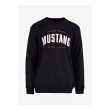 Mustang Bisiklet Yaka Siyah - Beyaz Erkek Sweatshırt M4WM-SWT-1981