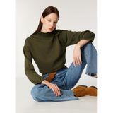 Mustang Dik Yaka Düz Sweatshirt, S, 5003166478, Haki, kadın