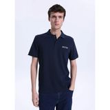 Mustang Düz Lacivert Erkek Polo T-Shirt M6SM-TST1579 - 2XL