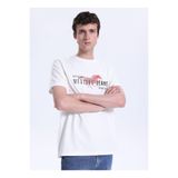 Mustang Ekru Erkek Relaxed Baskılı T-Shirt M6SM-TST1605