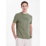 Mustang Koyu Haki Erkek Relaxed Baskılı T-Shirt M6SM-TST1571
