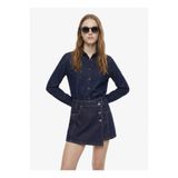 Mustang Lacivert Kadın Yıkamalı Denim Gömlek M6SL-GML1116