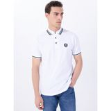 Mustang Nakışlı Beyaz Erkek Polo T-Shirt M5SM-TST1356 - 2XL