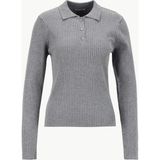 Mustang Polo Yaka Basic Düz Gri Kazak Kadın M5WL-KZK1078 - XL