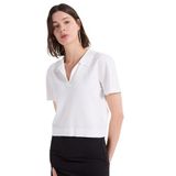 Mustang Polo Yaka Nakışlı Kazak, S, 5003230260, Beyaz, Kadın