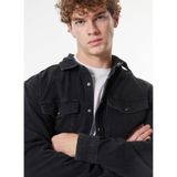 Mustang Relaxed Fit Yıkamalı Denim Gömlek, S, 5003168855, Siyah, Erkek