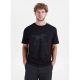 Mustang Siyah Erkek Relaxed Baskılı T-Shirt M6WM-TST1002