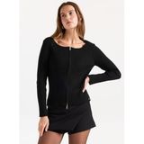 Mustang U Yaka Slim Fit Hırka, L, 78453827642103, Siyah, Kadın