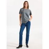 Mustang Yüksek Bel Bol Paça Geniş Fit İndigo Denim Pantolon, 29-32, 5003277363, İndigo, Kadın