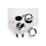MustCase iPhone 15 Pro-15 Pro Max Uyumlu Taşlı Kamera Lens Koruyucu Tamperli Cam-Silver