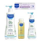 Mustela (4'lü) Bebek bakım seti-Bebek Yağı 100ml-500ml şampuan-300ml vücut losyonu-50ml pişik önleyici Krem