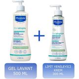 Mustela Stelatopia Gel Lavant 500 ml + Lipit Yenileyici Krem 300 ml