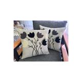 Mustgross Bohem Punch Nakışlı Keten Kırlent Kılıfı 2'li Set - 43x43 Cm - Antrasit Renk