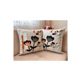 Mustgross Punch Nakışlı 2adet Kırlent Kılıfı 43x43cm Dekoratif Keten Kırlent KIlıfı