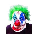 Mustran Afro Peruklu Palyaço Lateks Maske, Tek Ebat, SMRLATEKS-PALYACO, Yeşil, Üniseks