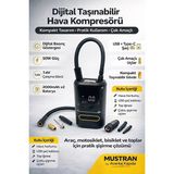 Mustran Dijital Taşınabilir Şarjlı Lastik Şişirme Pompası Mini Hava Kompresörü Araç Motor Bisiklet Top Şişirici