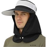 Mustran Güneş Korumalı Geniş Siperli Enseli Güneş Şapkası Fileli Outdoor Balıkçı Kamp Bahçe Unisex - Standart - Siyah