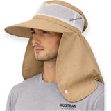 Mustran Güneş Korumalı Geniş Siperli Enseli Güneş Şapkası Fileli Outdoor Balıkçı Kamp Bahçe Unisex - Tek Beden - Koyu Bej