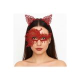 Mustran Kadın Dantel Maske Ve Taç Seti, Tek Ebat, E153-E240-4avnmustran, Kırmızı