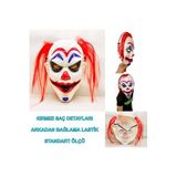 Mustran Saçlı Joker Palyaço Maskesi, Tek Ebat, SMR-E107, Kızıl, Üniseks