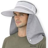 Mustran Unisex UV Korumalı Geniş Siperli Ense Korumalı Yazlık Güneş Şapkası, Standart, Avngenissiperlisapka, Gri, Unisex Yetişkin
