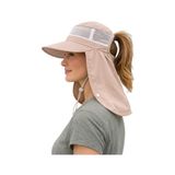 Mustran Uv Korumalı Geniş Siperli Enseli Güneş Şapkası Fileli Outdoor Balıkçı Kamp Bahçe Unisex Pudra Krem Alt Ton