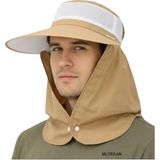 Mustran Yazlık Hafif Ince Kumaş Geniş Siperli Enseli Güneş Şapkası Unisex Outdoor Safari Balıkçı - Tek Beden - Bej