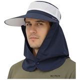 Mustran Yazlık Hafif Ince Kumaş Geniş Siperli Enseli Güneş Şapkası Unisex Outdoor Safari Balıkçı - Tek Beden - Lacivert