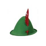 Mustran Yeşil Renk Kırmızı Tüylü Peter Pan Şapkası Robin Hood Şapkası, Standart, SMR-E123, Çok Renkli, Üniseks