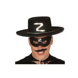 Mustran Z Logolu Yetişkin Zorro Şapkası ve Maskesi, Tek Ebat, Z Logolu Zorro Seti, Siyah, Üniseks