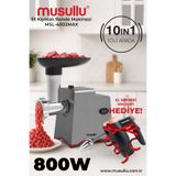 Musullu 10 u 1 Arada Otomatik Doğrayıcı, Et Kıyma ve Dilimleyici 800 Watt Makine Rende Salata Makinesi + Mikser Hediyeli