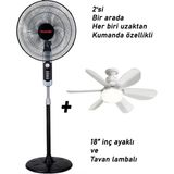 Musullu Batıayaz 18"inç Ayaklı Vantilatör + Harlem Tavan Vantilatör Hediye - 001-Siyah